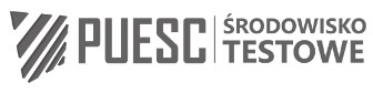 logo portalu PUESC na środowisku testowym w kolorze szarym o treści "PUESC środowisko testowe"