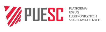 logo portalu PUESC na środowisku produkcyjnym w kolorach czerwono-szarych